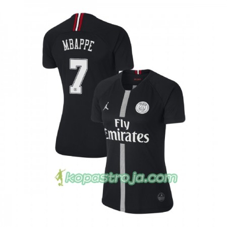 Billiga Fotbollströjor Paris Saint-Germain Mbappe 7 Jodan Svart Dam Tredje tröja 2018/19 Kortärmad